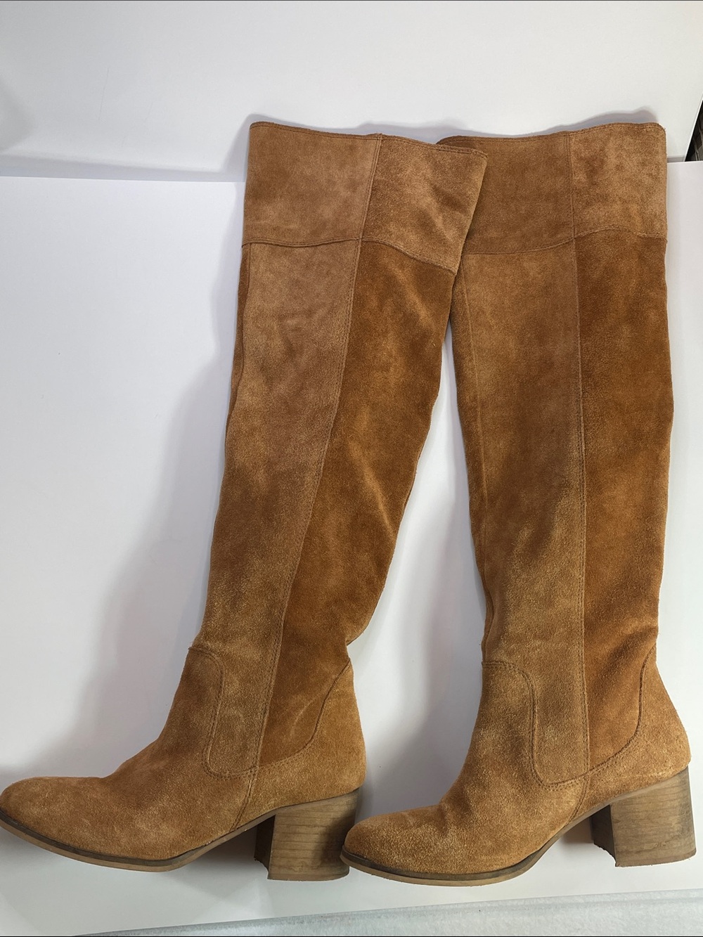 Lavorazione Artigiana Women's Tan Suede Over-the-Knee Block Heel Boots Size7